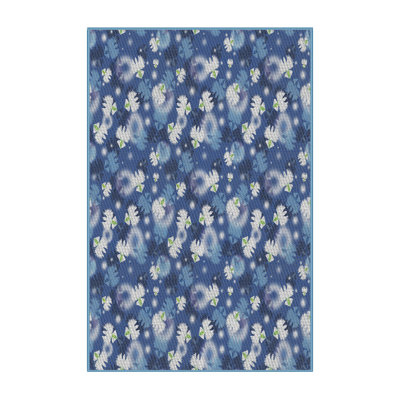 Tapis bleu/blanc tissé à la machine