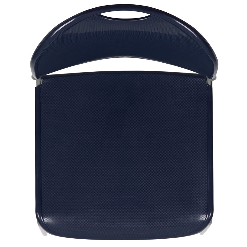 Navy Blue Metal Frame Armless Stacking Chair