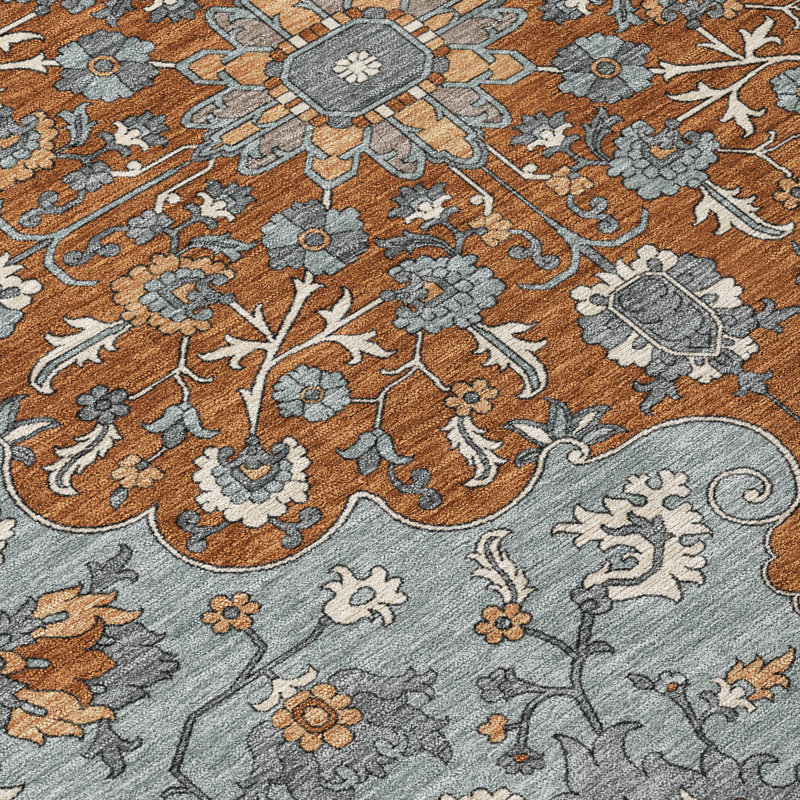 Machine Washable Indoor/Outdoor Chantille ACN2463 Traditional Rug, 2'3" x 7'6" Runner, Paprika
