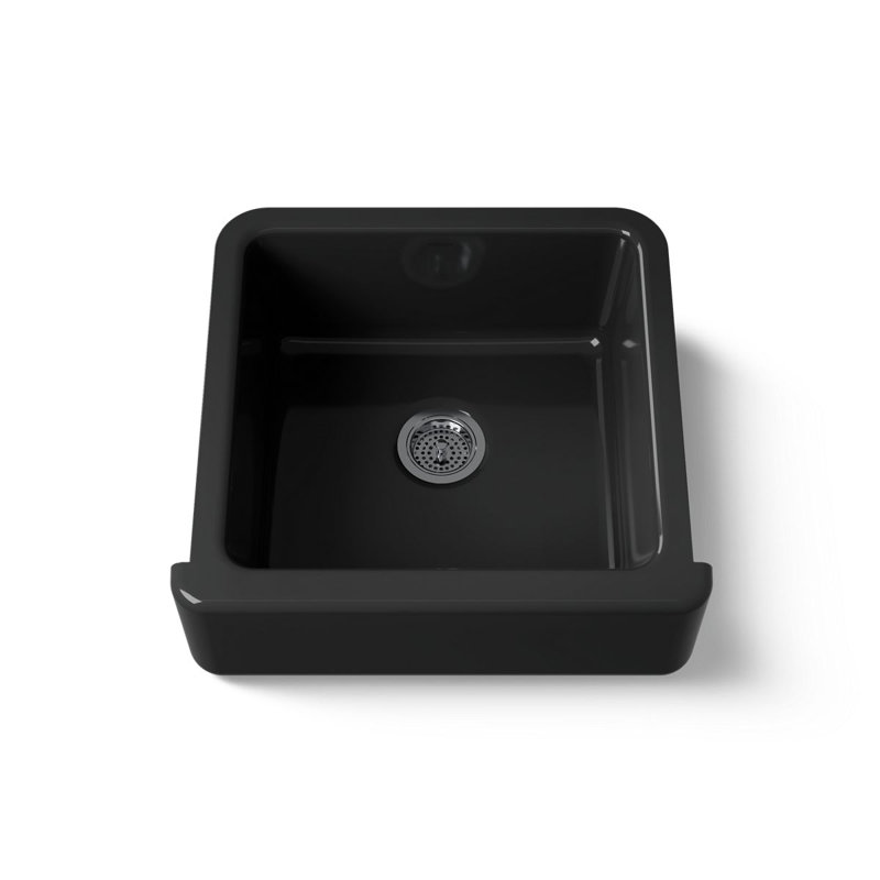 Whitehaven Self-Trimming 23.5"L x 21.5625"W Farmhouse Kitchen Sink, Black