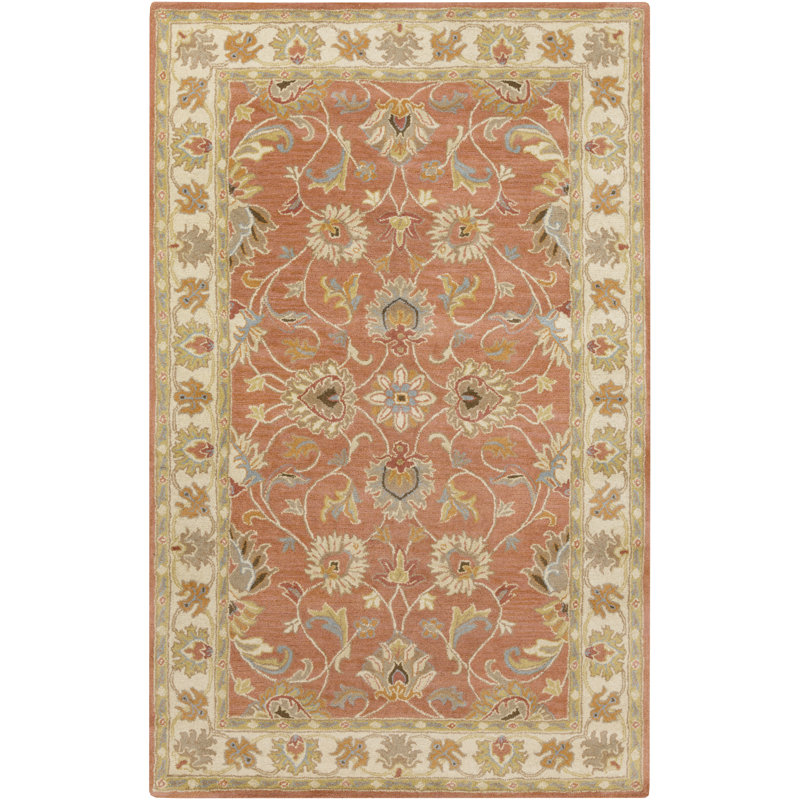 Tapis orange en laine touffeté à la main Arden, Rectangle 7 pi 6 po x 9 pi 6 po