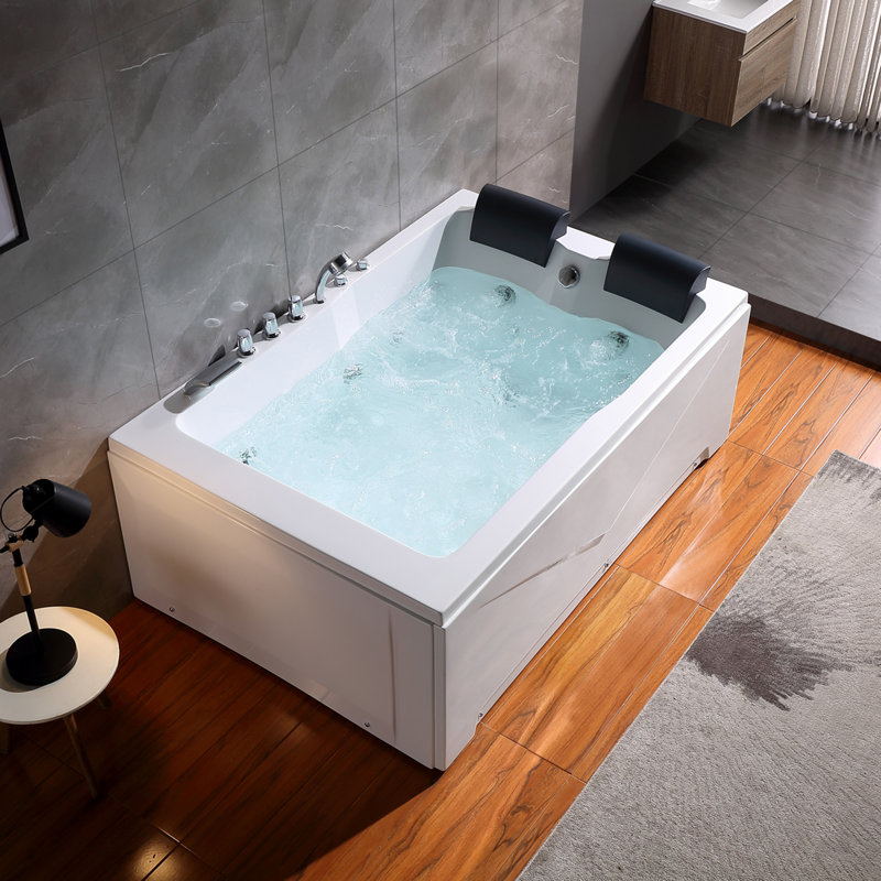 71'' White Acrylic Alcove Whirlpool Bathtub with Jets