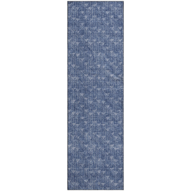 Premium Machine Washable Cerrito AMF514 Navy Rug, Runner 2'3" x 7'6"