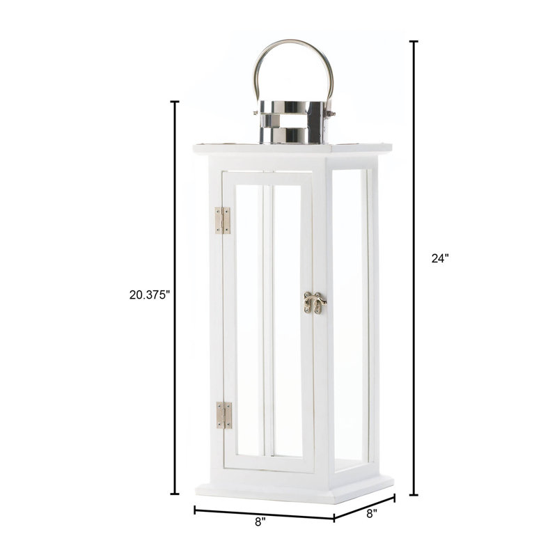 Tabletop Lantern, White, 20.62: H x 8" W x 5" D
