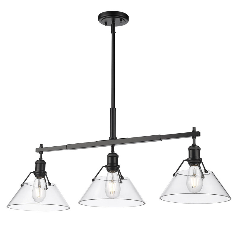Weatherford 3 - Light Kitchen Island Pendant, Clear Glass, Pewter