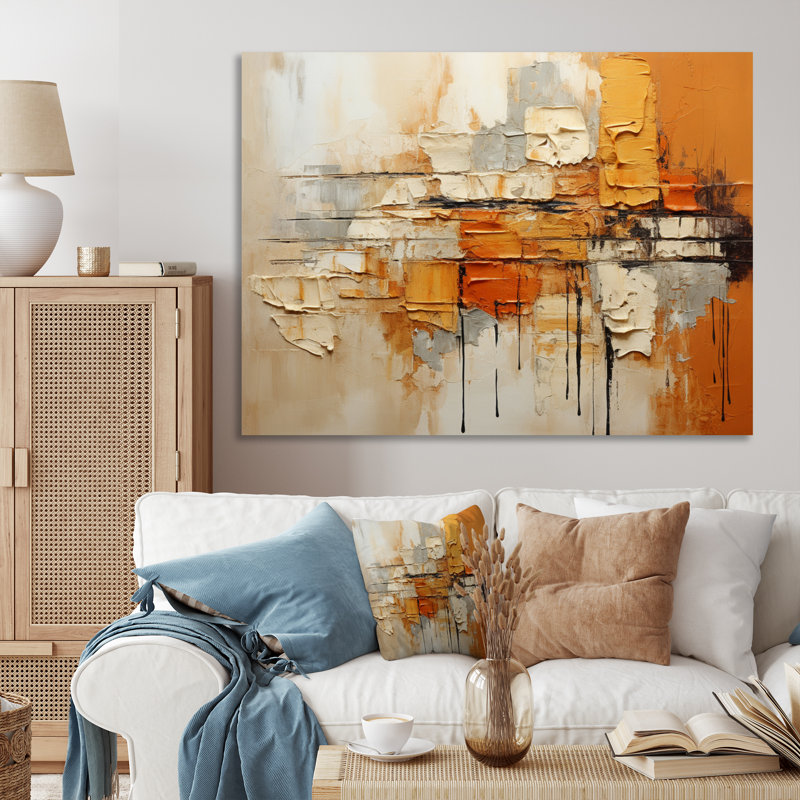 Génération «Orange Impressions III - Abstract Collages», art mural, H 34 po x l 44 po, Sans cadre, Toile tendue