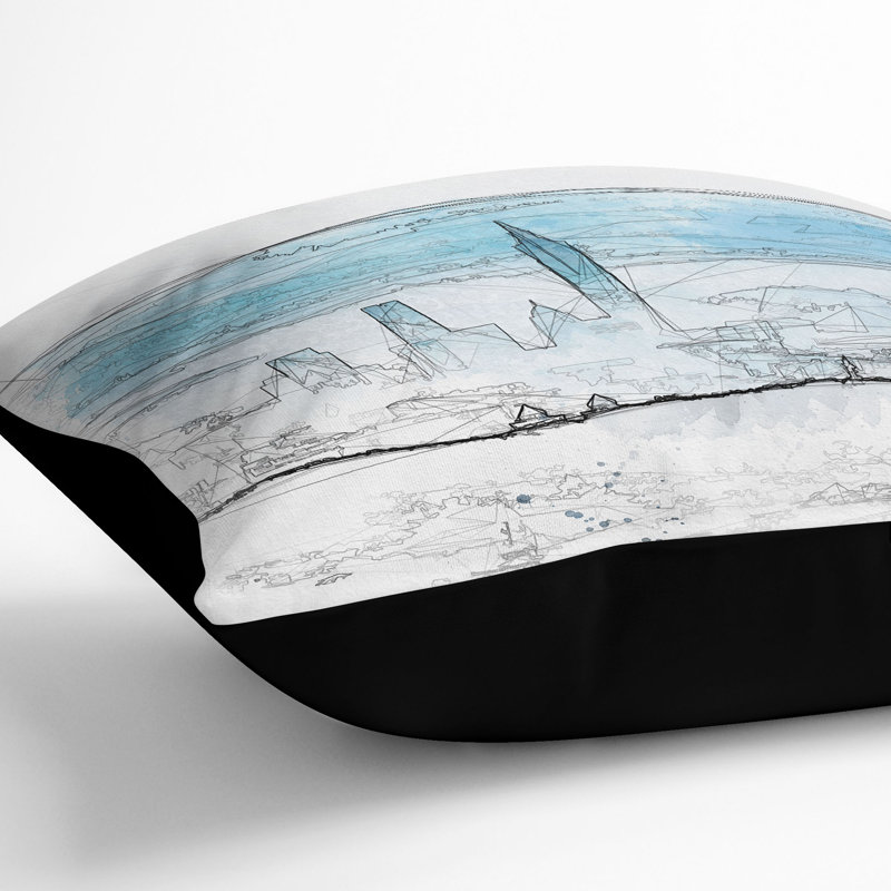 Abstract Square Cushion, 40cm H x 40cm W x 15cm D, Black