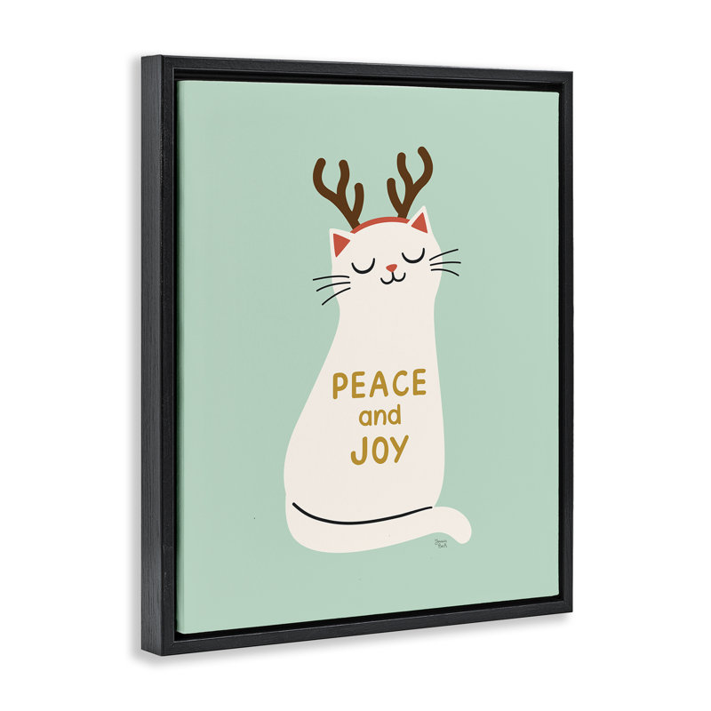 Cadre flottant Peace and Joy Cat, par Jessica Beck, Cadre flottant noir de jais, H 21 po x l 17 po