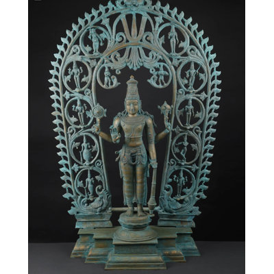 Statue de bronze debout 49 po Vishnu avec Dashavatara sur l'arche de Kirtimukha | Statue en bronze