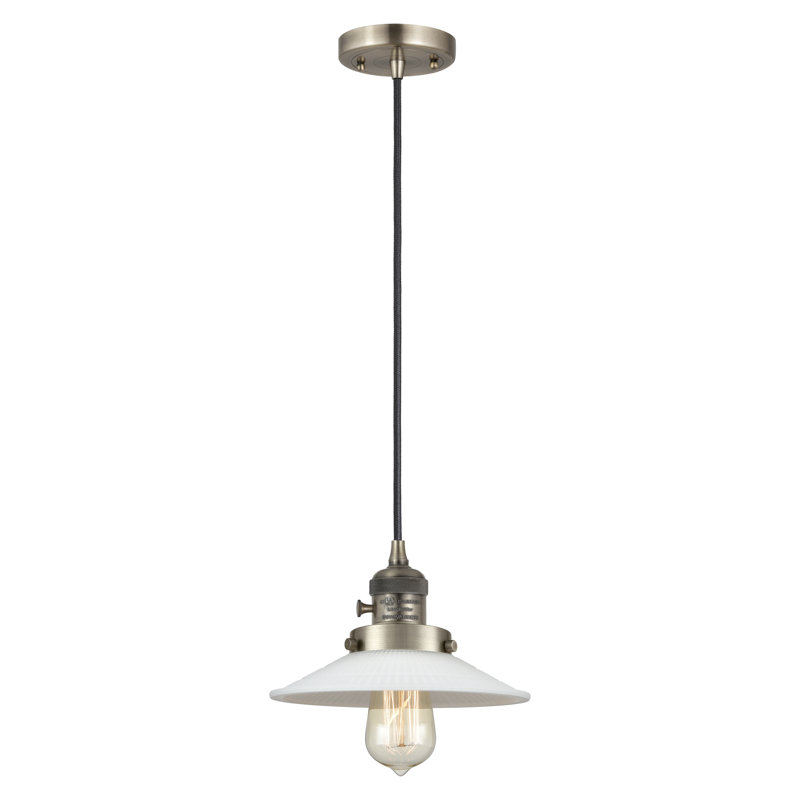 Franklin Restoration - Halophane - Mini-luminaire suspendu à cordon de 9 po - Interrupteur marche / arrêt - Ampoule DEL 