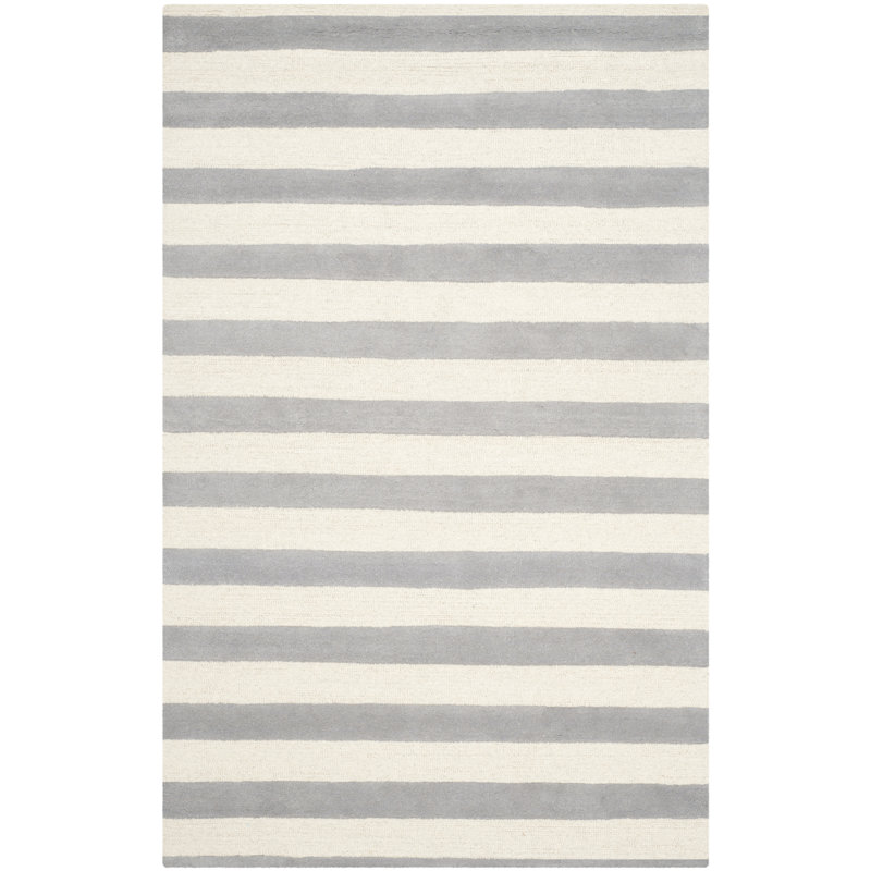 Tapis rayé en laine touffeté à la main Erol, Rectangle 2 pi x 3 pi