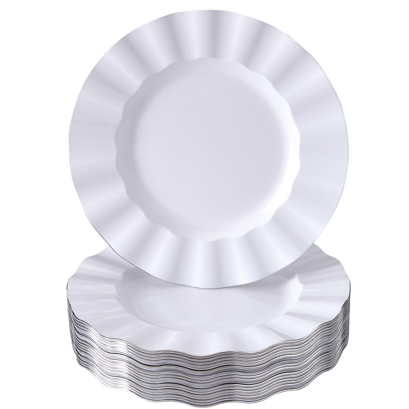 Assiette à salade jetable en plastique à poids lourds, Blanc