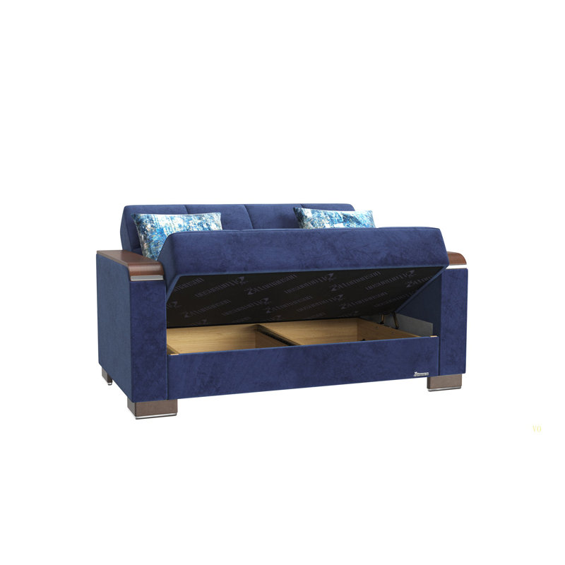 Causeuse rembourrée en bois avec rangement Collection, Bleu