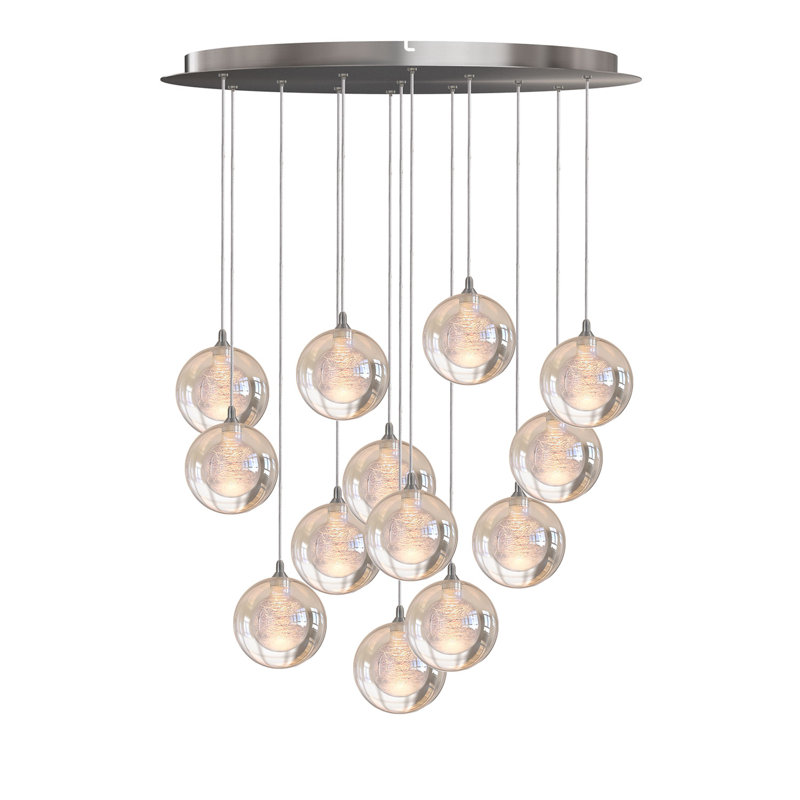 Luminaire suspendu en forme de globe à DEL 13 lumières Riverdale, Chrome