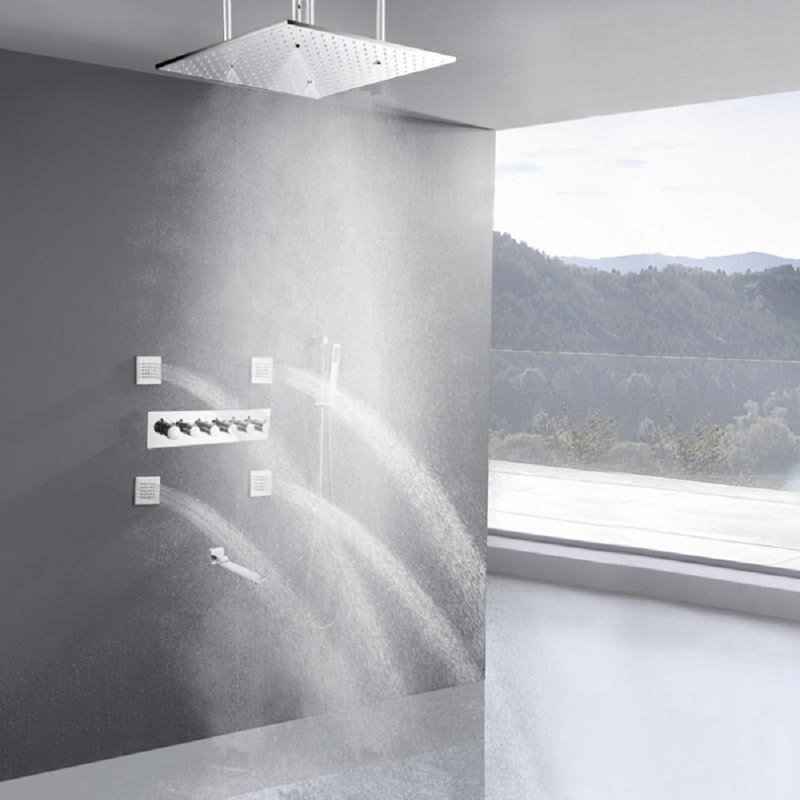 Aversa Phone Controlled Thermostatic Rainfall Waterfall Shower System, Chrome Polished