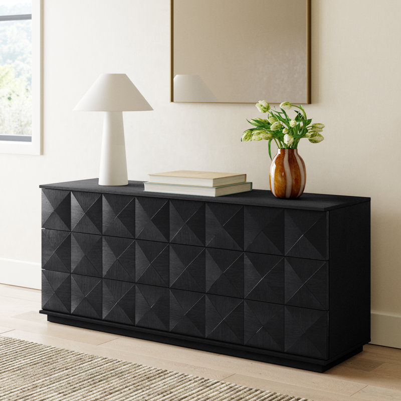 Iriye 63" W 6-Drawer Double Dresser , Black