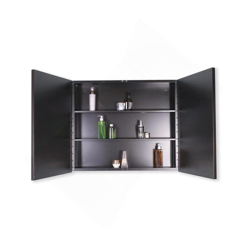 Armoire à pharmacie 26 po x 30 po à fixation murale ou en métal noire avec miroir