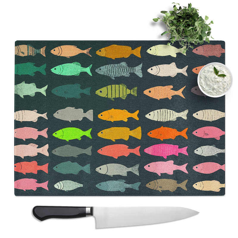 Fish Pattern  Glass Chopping Board