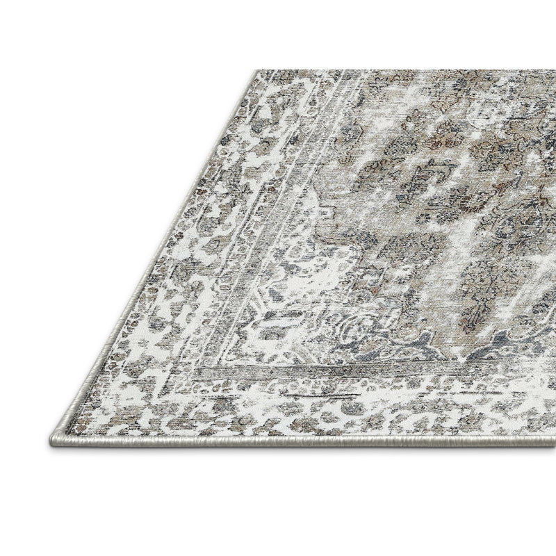 Tapis contemporain gris clair / ivoire Decastro, Rectangle 6 pi x 9 pi