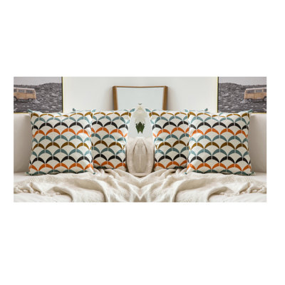 Ensemble de 4 housses de coussin brodées multicolores Crescent