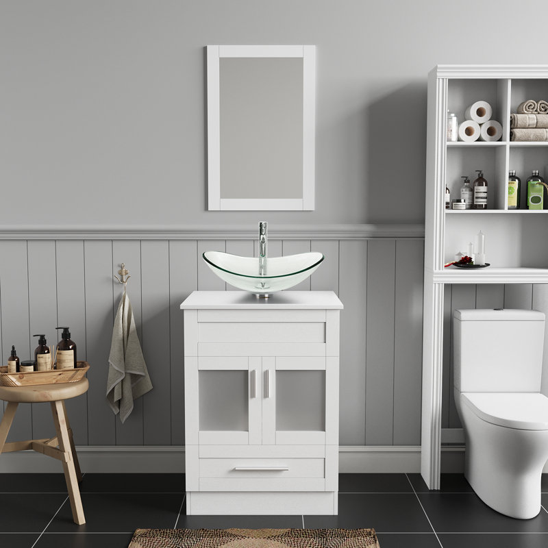 Ensemble de meuble-lavabo simple 24 po avec miroir Romford, Clair