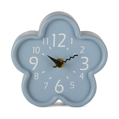 Flower Shaped Analog Wood Quartz Tabletop Clock