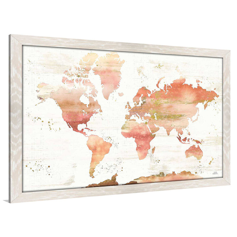 «Desert Blooms Abstract Map» par Laura Marshall - impression, H 21,5 po x l 27,5 po x P 0,75 po, Cadre crème délavé