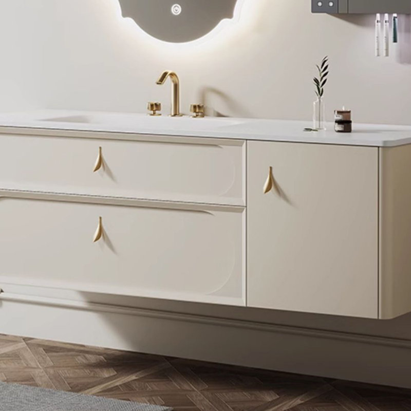 French simple retro style bathroom cabinet, 19.69" H x 51.18" W x 21.65" D, Off White