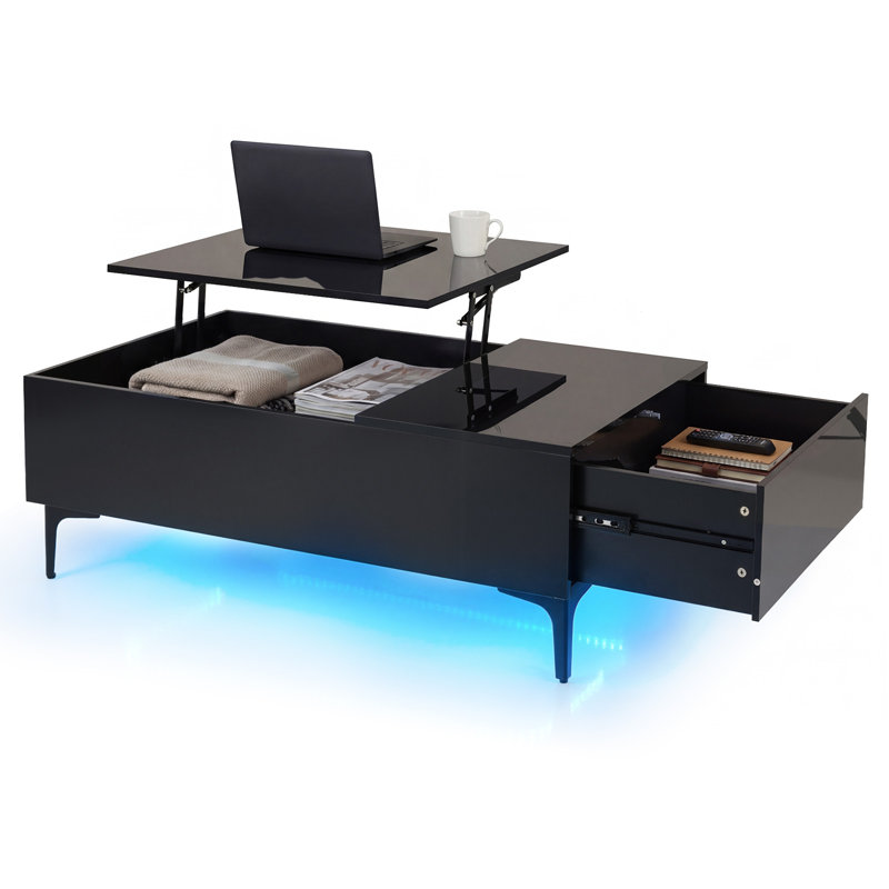 Lift Top Coffee Table with Storage, Black