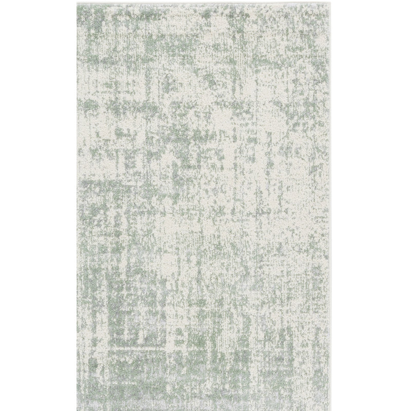 Tapis abstrait sauge / ivoire Arrietty, Tapis de couloir 2 pi 6 po x 6 pi