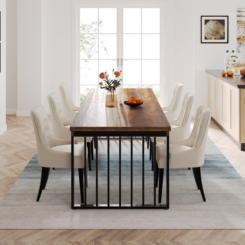 Zaiveon 78.74" Iron Dining Table(Chairs not included), Brown, Black