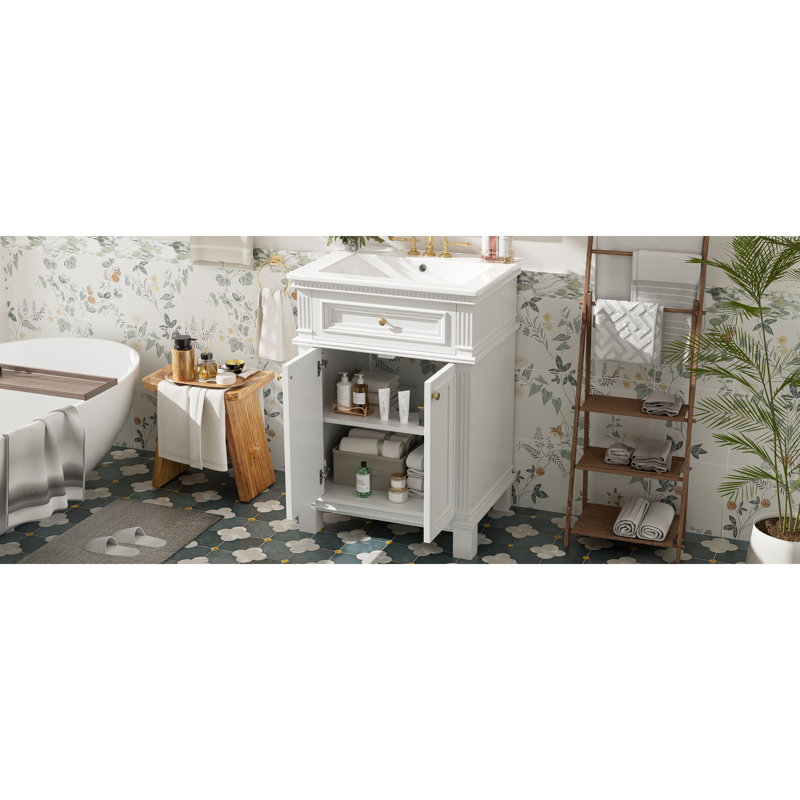 Meuble-lavabo avec lavabo et rangement, 24 po