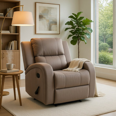 Fauteuil inclinable manuel, dossier capitonné, similicuir brun