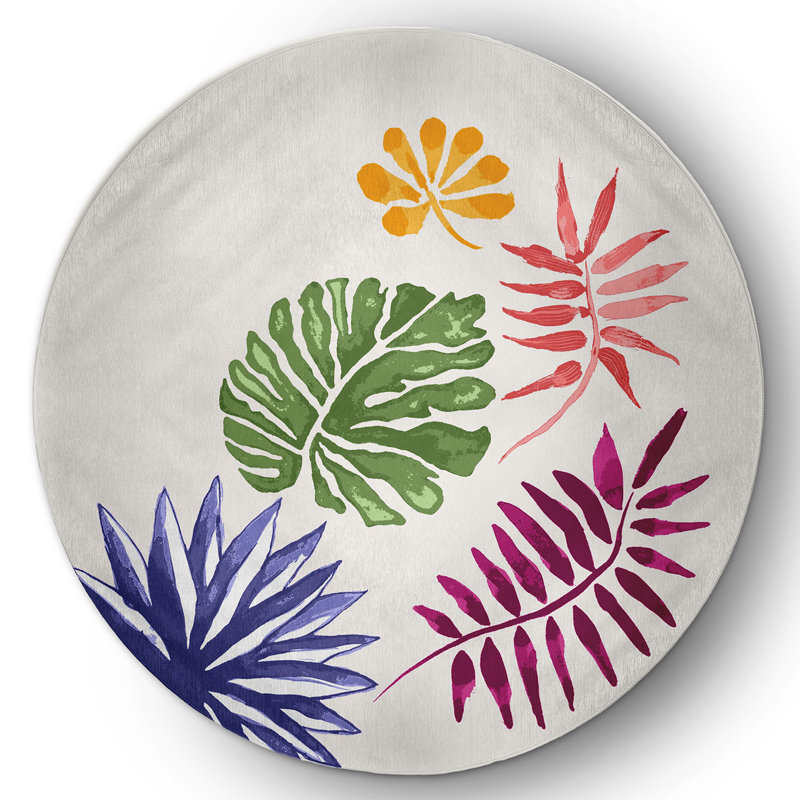 Jessenia Chenille Floral Indoor Rug, Round 5'