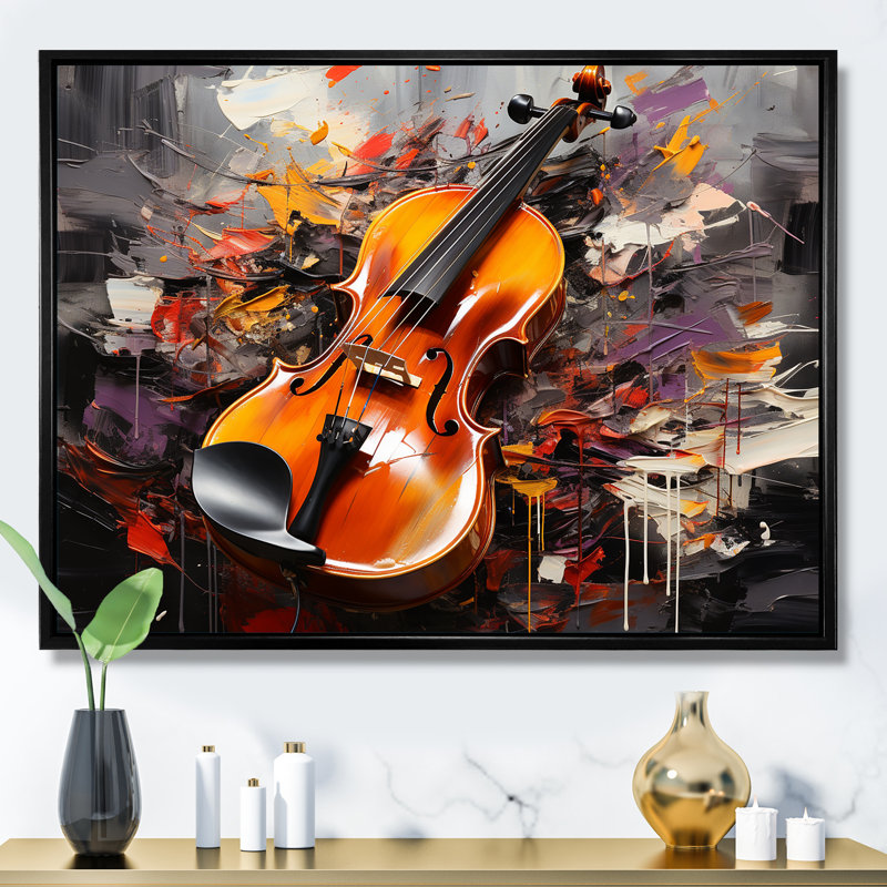 Chello Jazz Rhapsody 1 - musique, art mural, Cadre flottant noir, H 40 po x l 30 po x P 1,5 po
