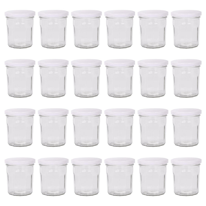 Glass Jar - Set of 24, 250ml, White