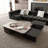 Modern Faux Marble Top 85.5‘’ W Extendable Coffee Table With Lift-Top Hidden Storage, Glass Door Cabinet And Drawers