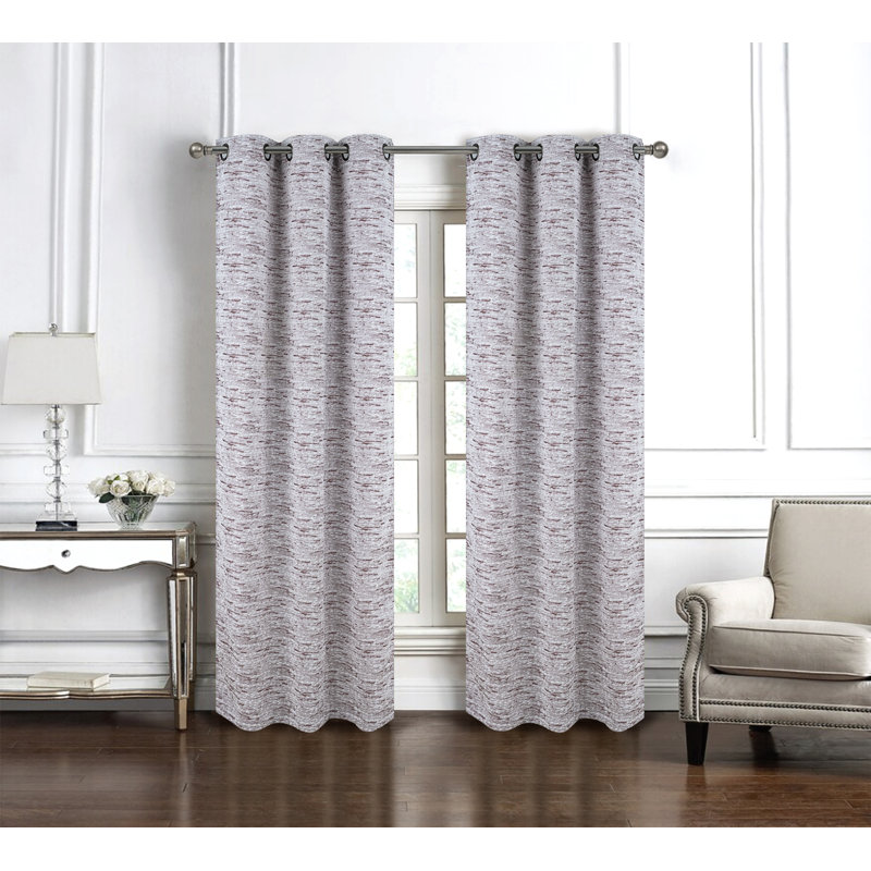 Paire de rideaux en jacquard tissé Aryella, Gris, 36 po x 84 po, 2