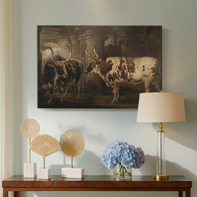 James Ward "Two Cattle in a Stable" - Museum Quality Gallery Wrapped Canvas Wall Art