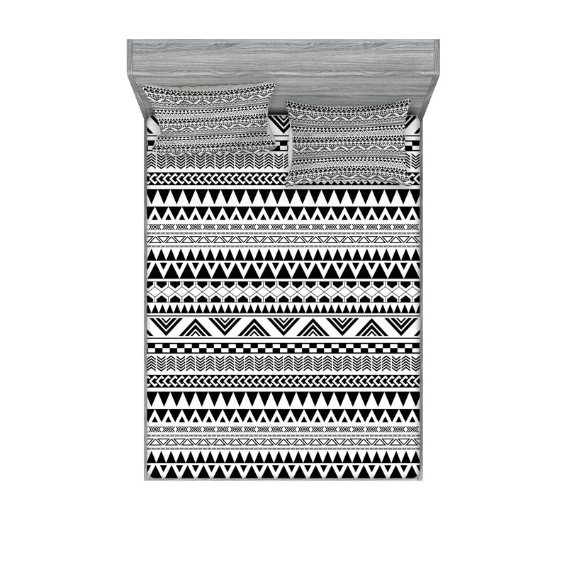 Drap-housse et coussin décoratif géométriques Ambesonne Gris anthracite / blanc