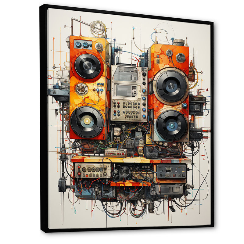 Schéma d'un plateau tournant I sur toile, Cadre flottant noir, H 20 po x l 12 po x P 1 po