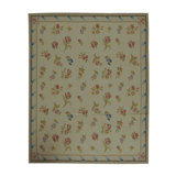 Hand-Knotted High-Quality Ivory, Pink, and Blue Area Rug