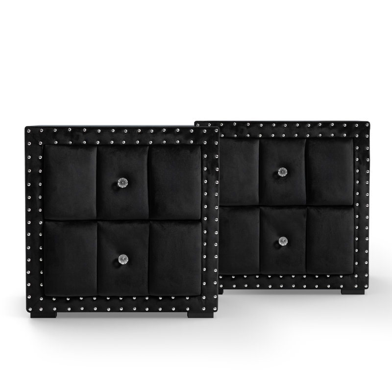 Ensemble de tables de chevet 2 tiroirs Ozara (ensemble de 2), Noir