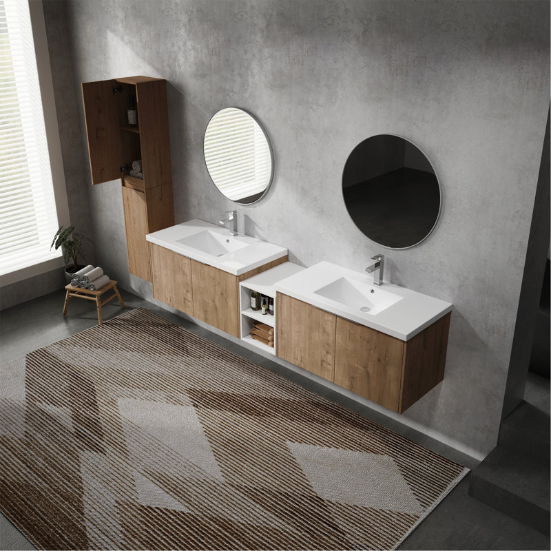 Meuble-lavabo mural élégant avec rangement abondant et attrait moderne