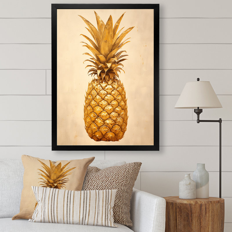 Pinapple Golden Grove II sur toile, Cadre photo noir, H 32 po x l 24 po x P 1 po