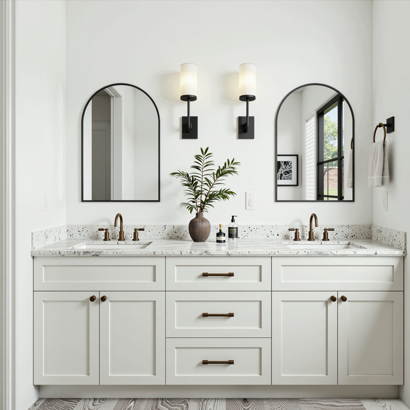 Lunara Arch Wall Mirror with Tempered Glass & Aluminum Alloy Framed for Accent/Vanity/Bathroom, 24" x 16"