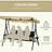 Outdoor 3 - Seat Canopy Swing With Removable Cushion, Pillows, And Adjustable Shade For Porch, Garden, Poolside, Backyard 704 Lbs Weight, 52" Seat, 45 Adjustment, Cup Holders, Trays, Pe , Steel