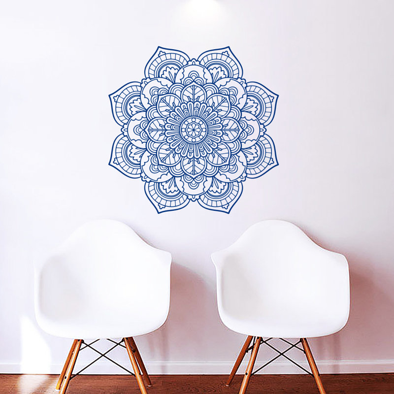 Adhésif décoratif mandala namaste boho yoga autocollants, Bleu