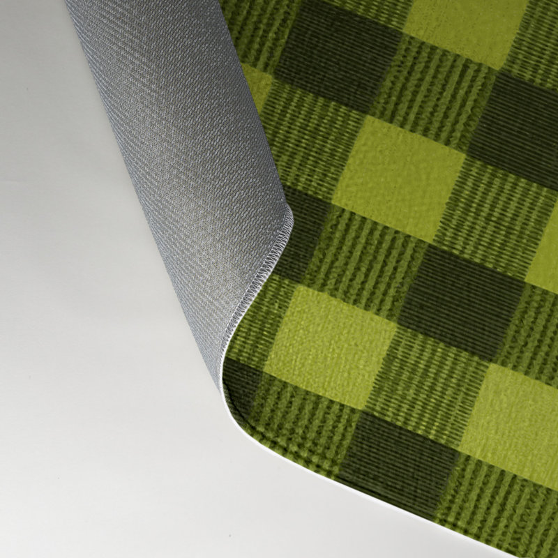 Tapis d'intérieur et d'extérieur à carreaux vert, Rectangulaire 3 pi x 5 pi