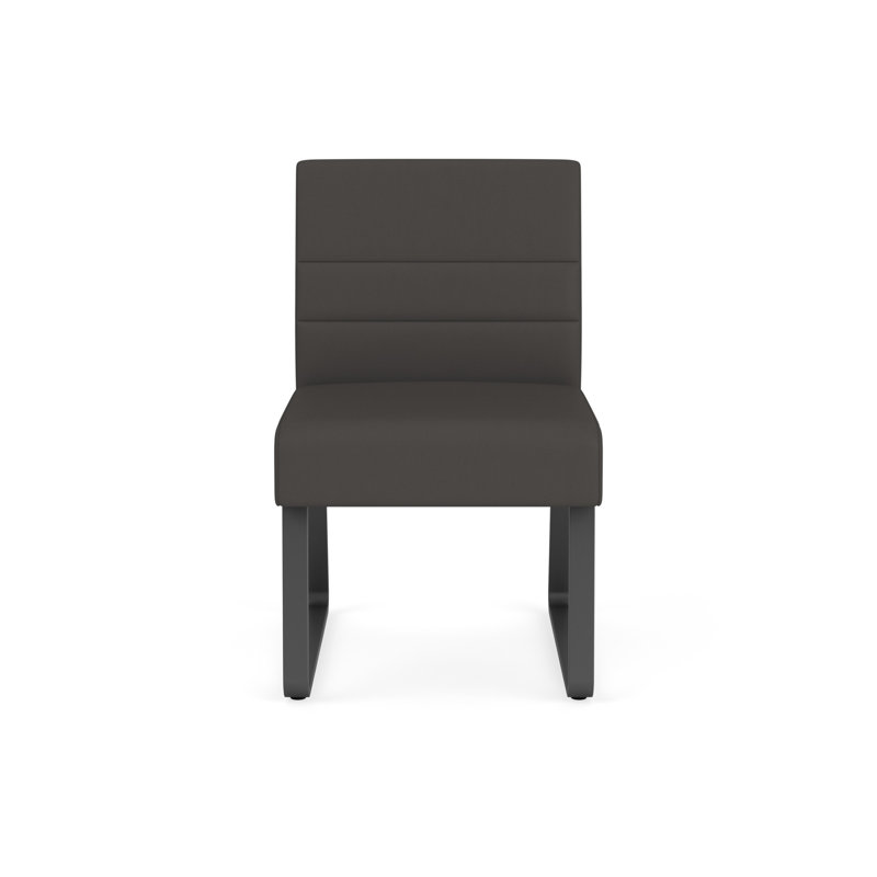 Chaise d'invité sans accoudoirs Waterfall, Gris anthracite, Vinyle gris anthracite Patriot Plus